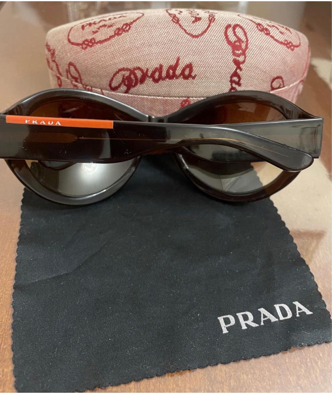 PRADA Коричневые пластиковые солнцезащитные очки, фото 2