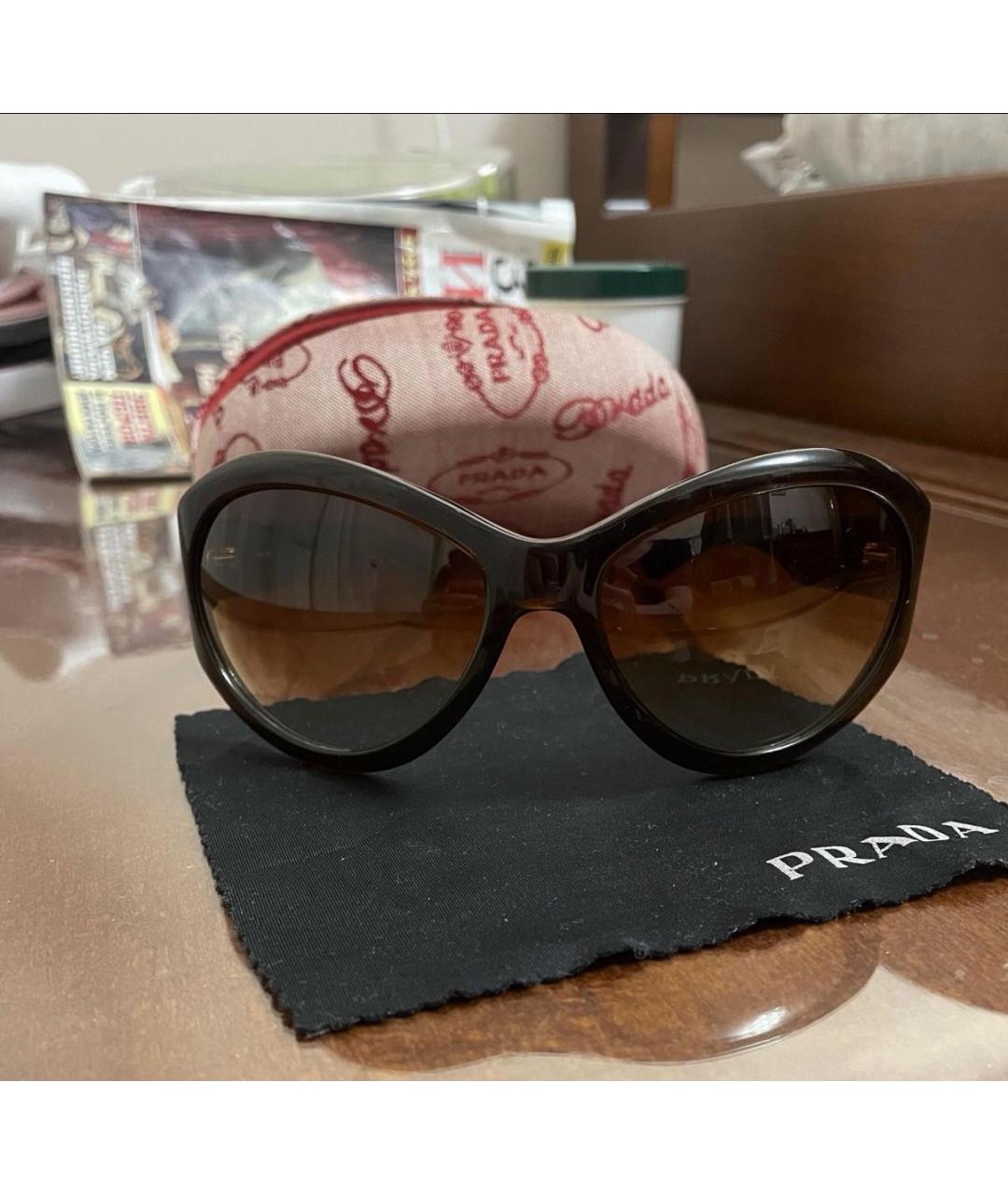 PRADA Коричневые пластиковые солнцезащитные очки, фото 9