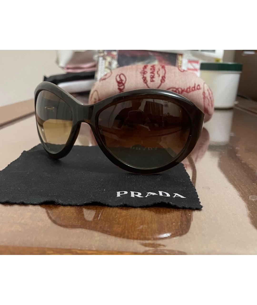 PRADA Коричневые пластиковые солнцезащитные очки, фото 7