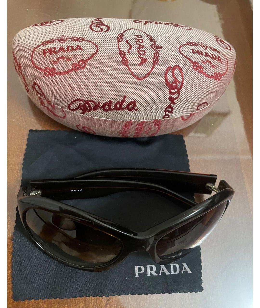 PRADA Коричневые пластиковые солнцезащитные очки, фото 4