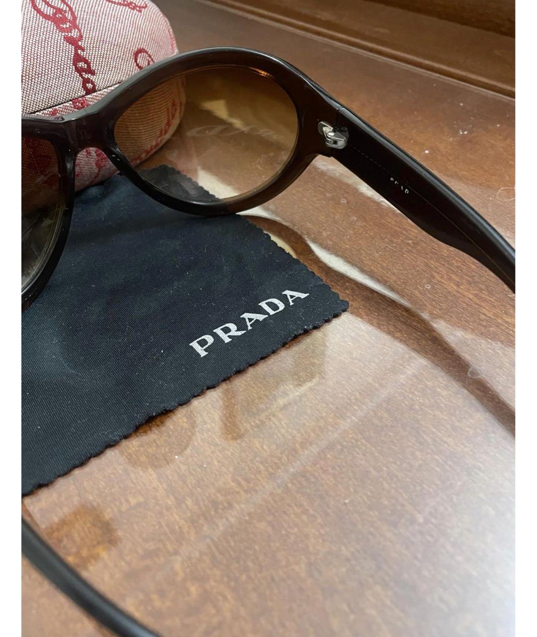 PRADA Коричневые пластиковые солнцезащитные очки, фото 5