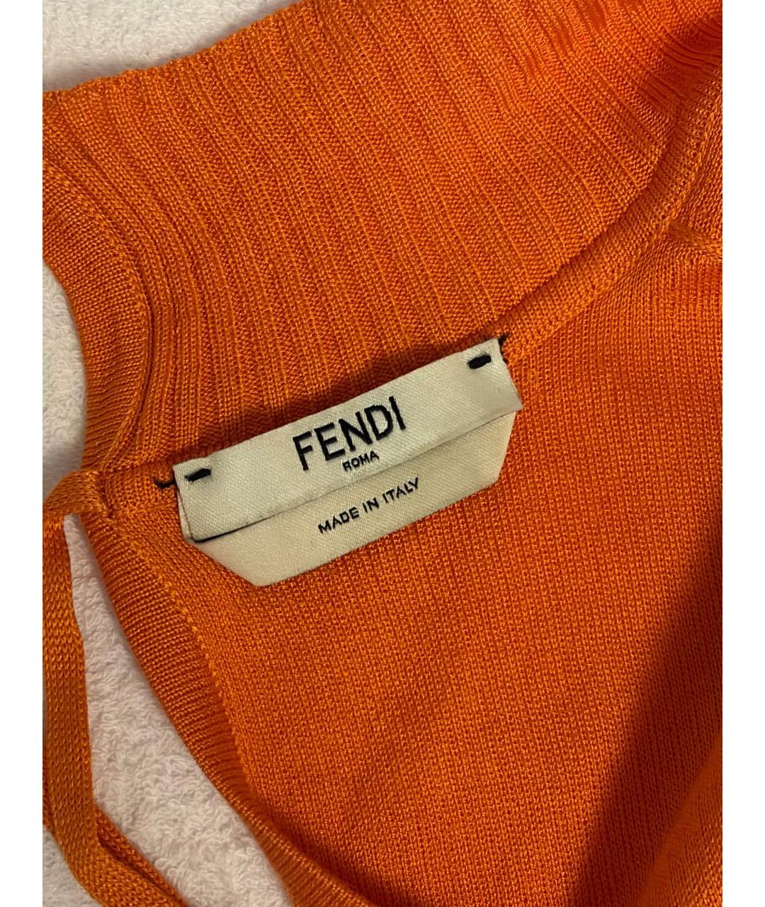 FENDI Оранжевая вискозная водолазка, фото 3