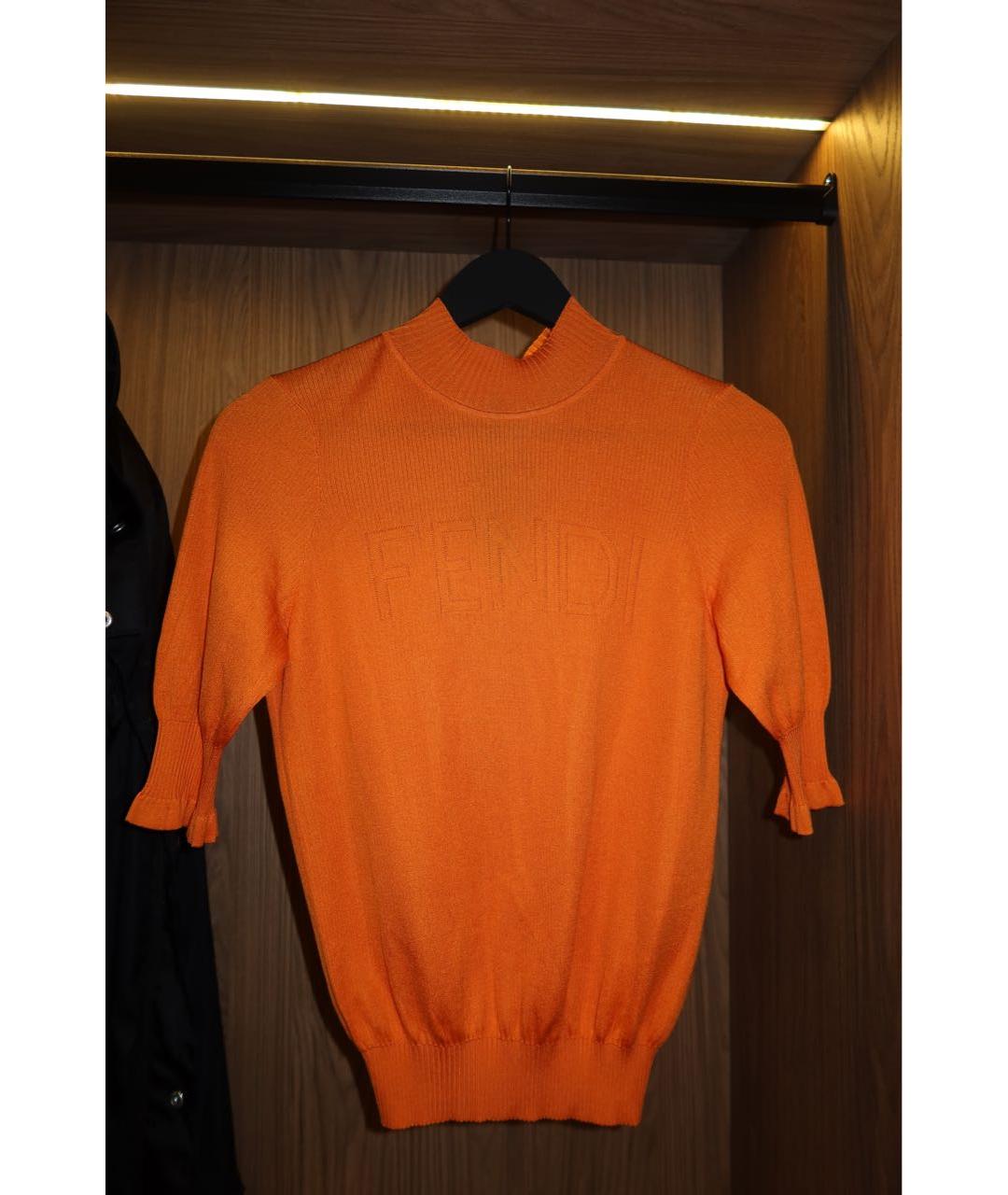 FENDI Оранжевая вискозная водолазка, фото 5