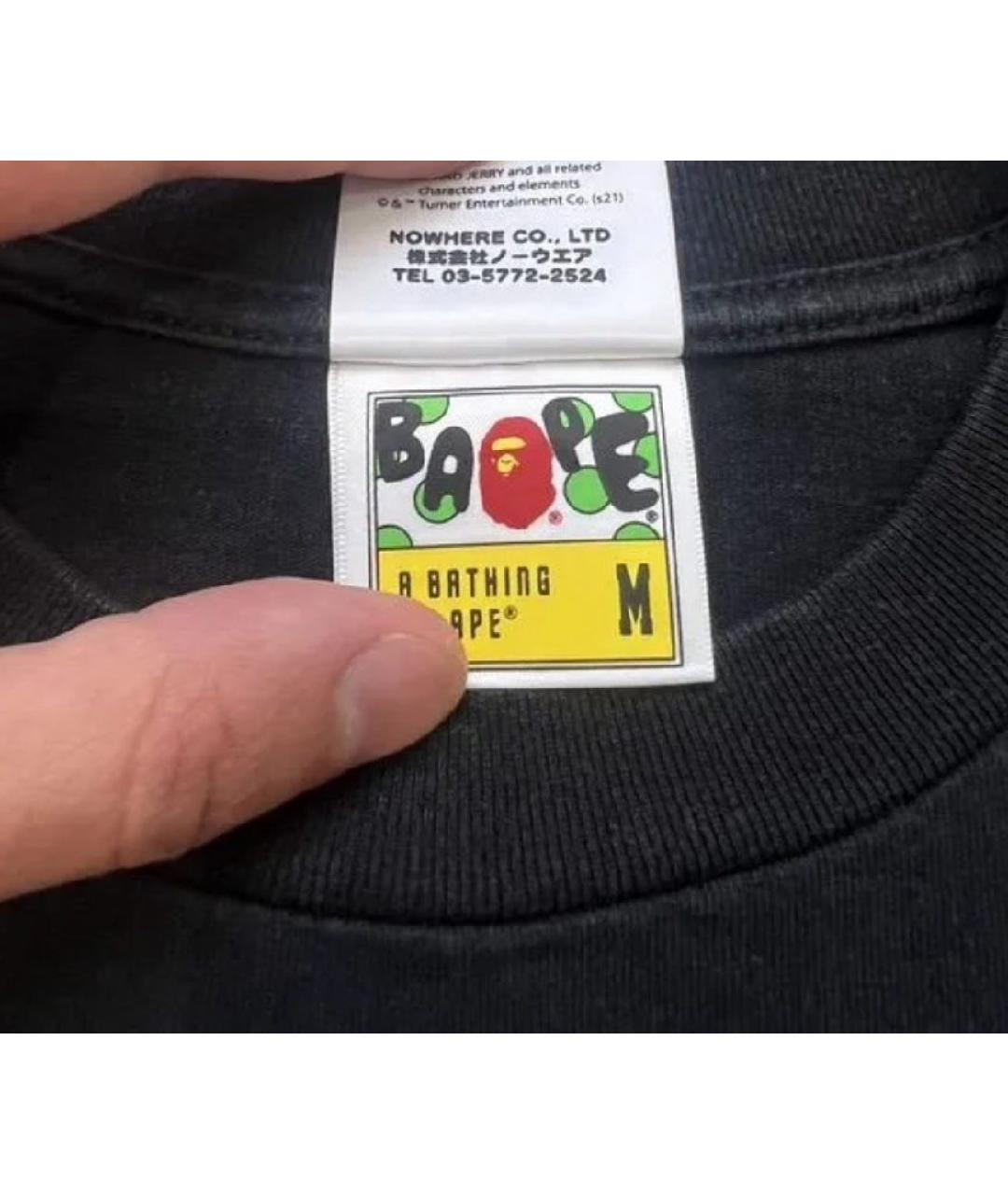 A BATHING APE Черная хлопковая футболка, фото 4