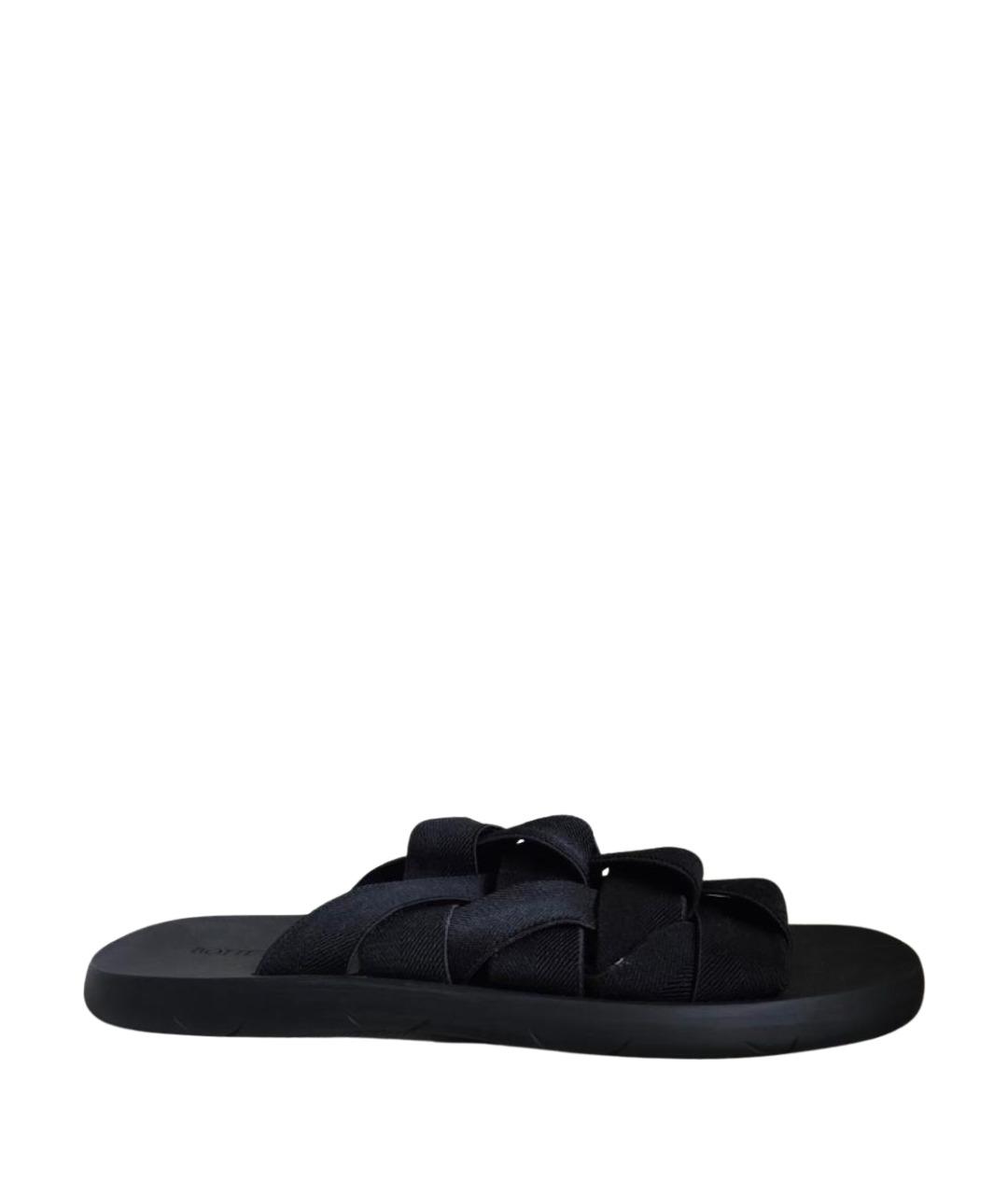 BOTTEGA VENETA Антрацитовые резиновые шлепанцы, фото 1