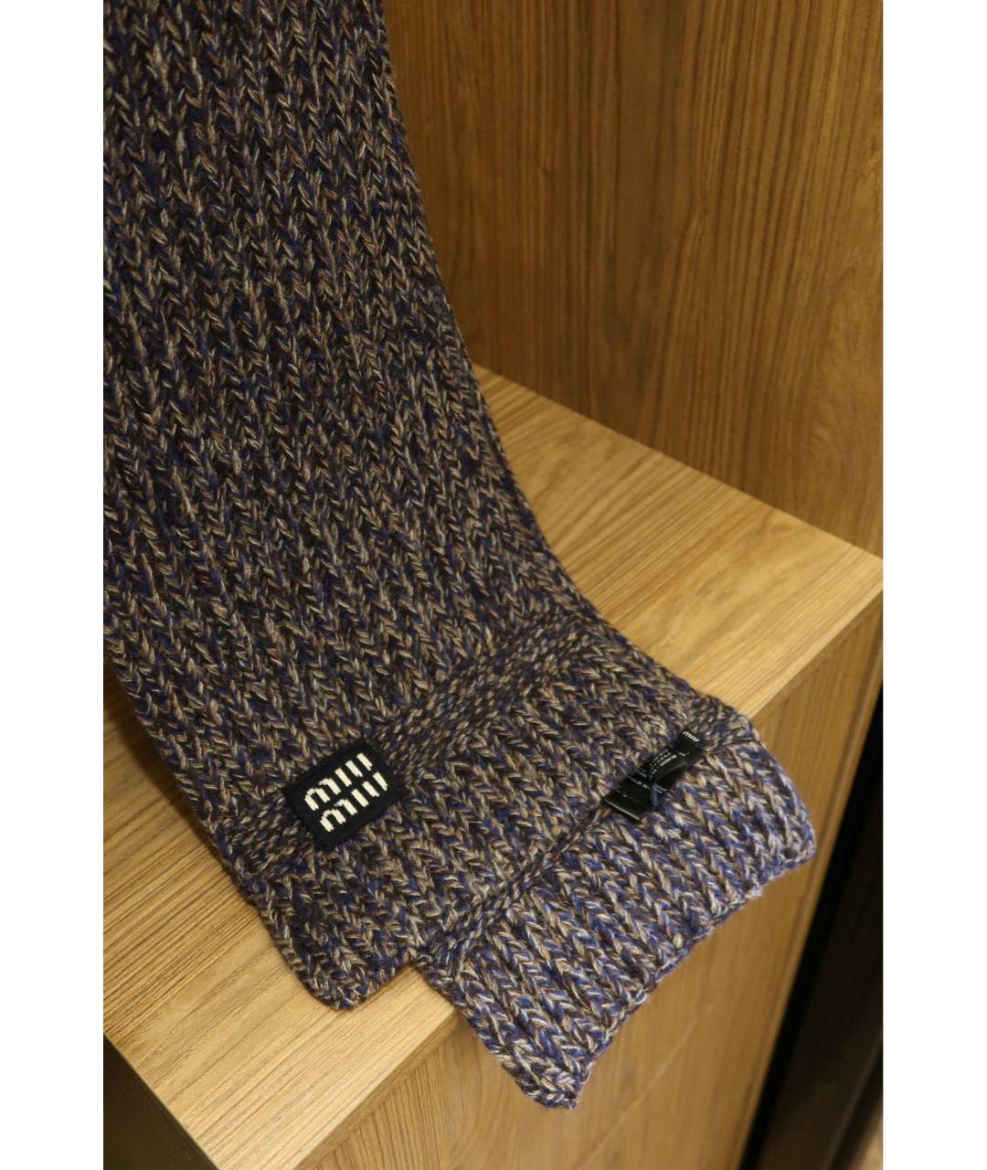 MIU MIU Фиолетовый шерстяной шарф, фото 2