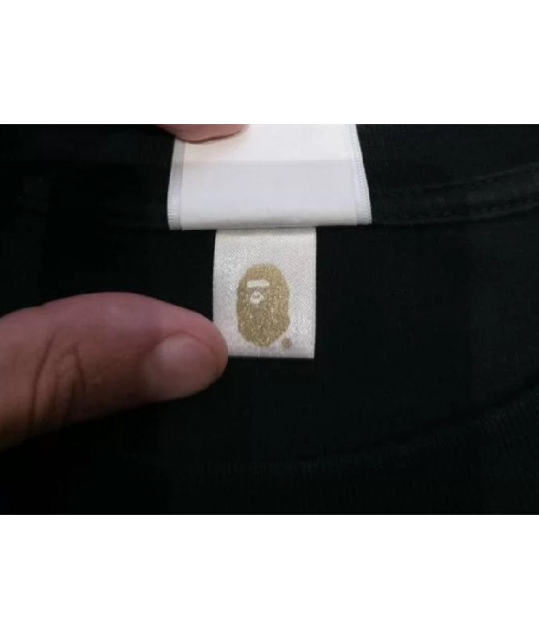 A BATHING APE Черная хлопковая футболка, фото 4