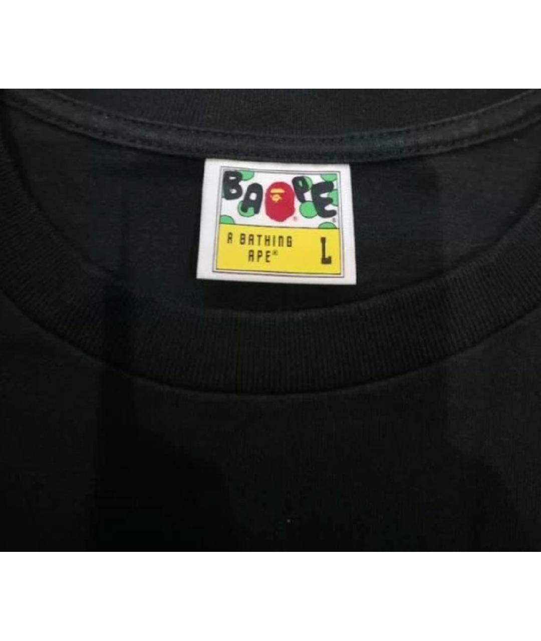 A BATHING APE Черная хлопковая футболка, фото 3