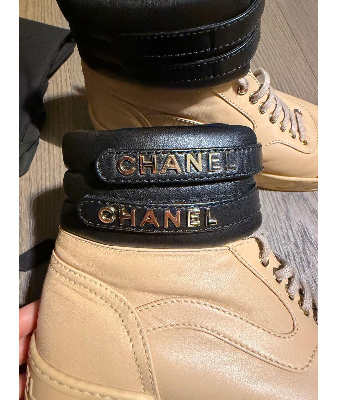 CHANEL Бежевые кожаные ботинки, фото 5