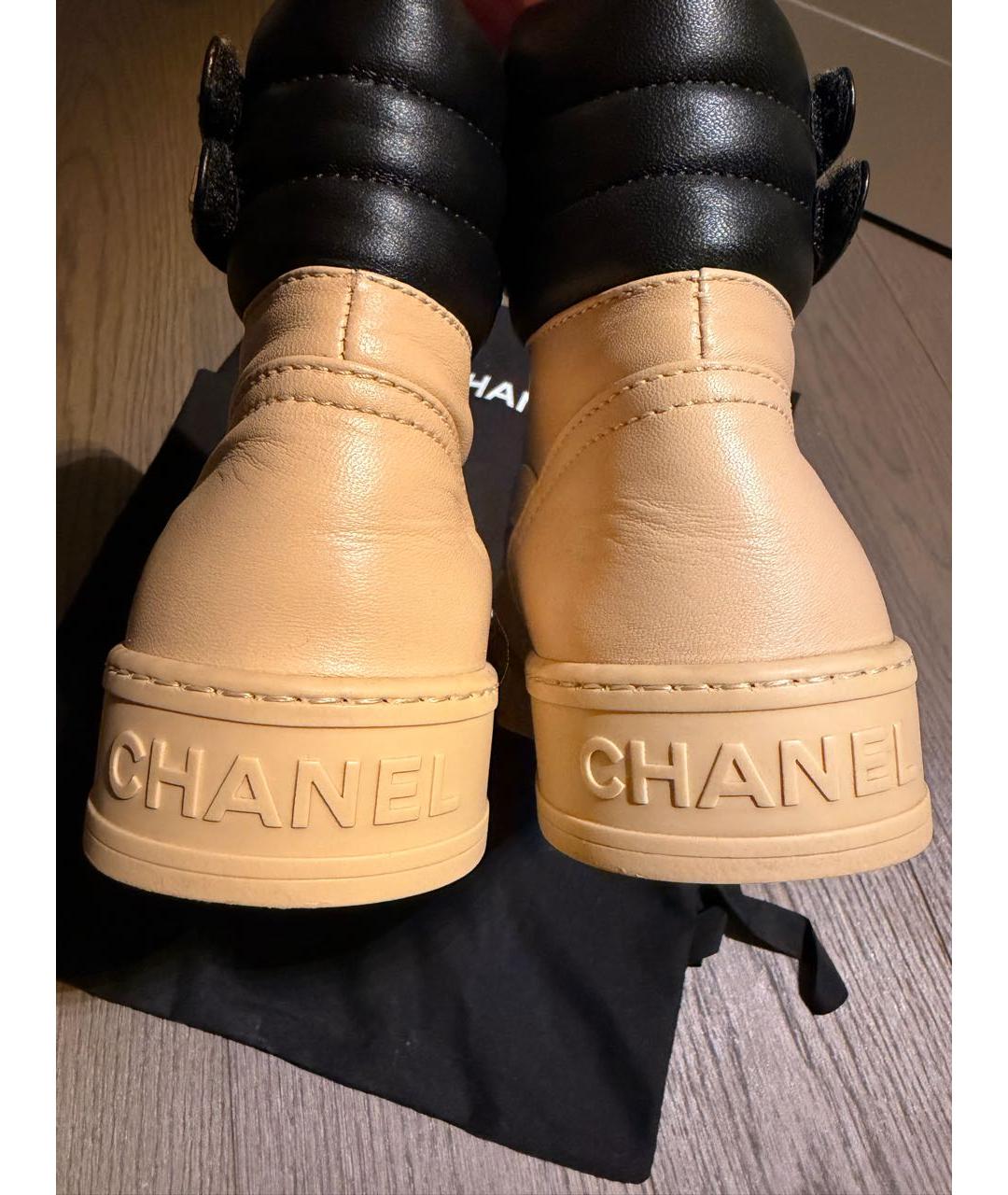 CHANEL Бежевые кожаные ботинки, фото 4