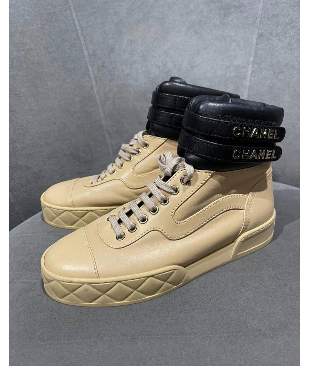 CHANEL Бежевые кожаные ботинки, фото 7