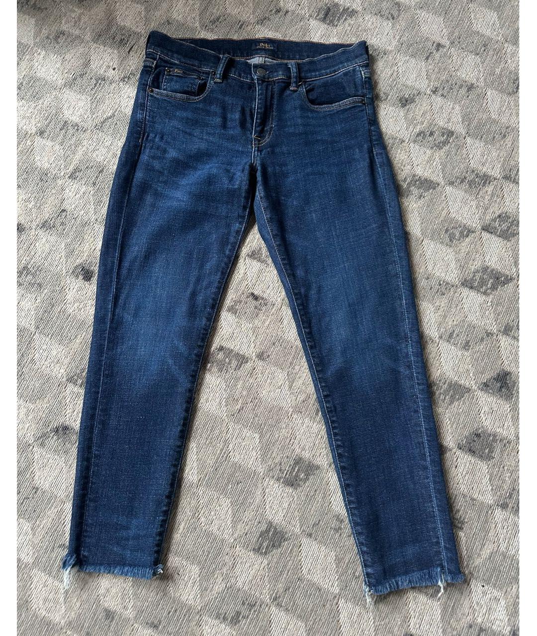 RALPH LAUREN Синие хлопковые джинсы слим, фото 8