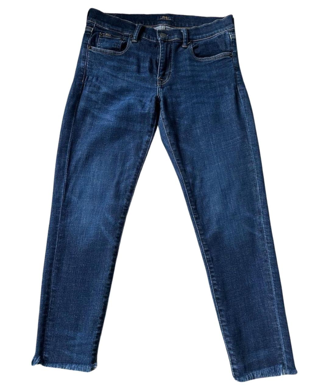 RALPH LAUREN Синие хлопковые джинсы слим, фото 1