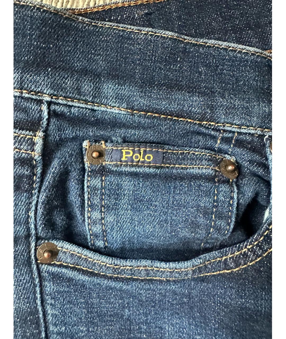 RALPH LAUREN Синие хлопковые джинсы слим, фото 4