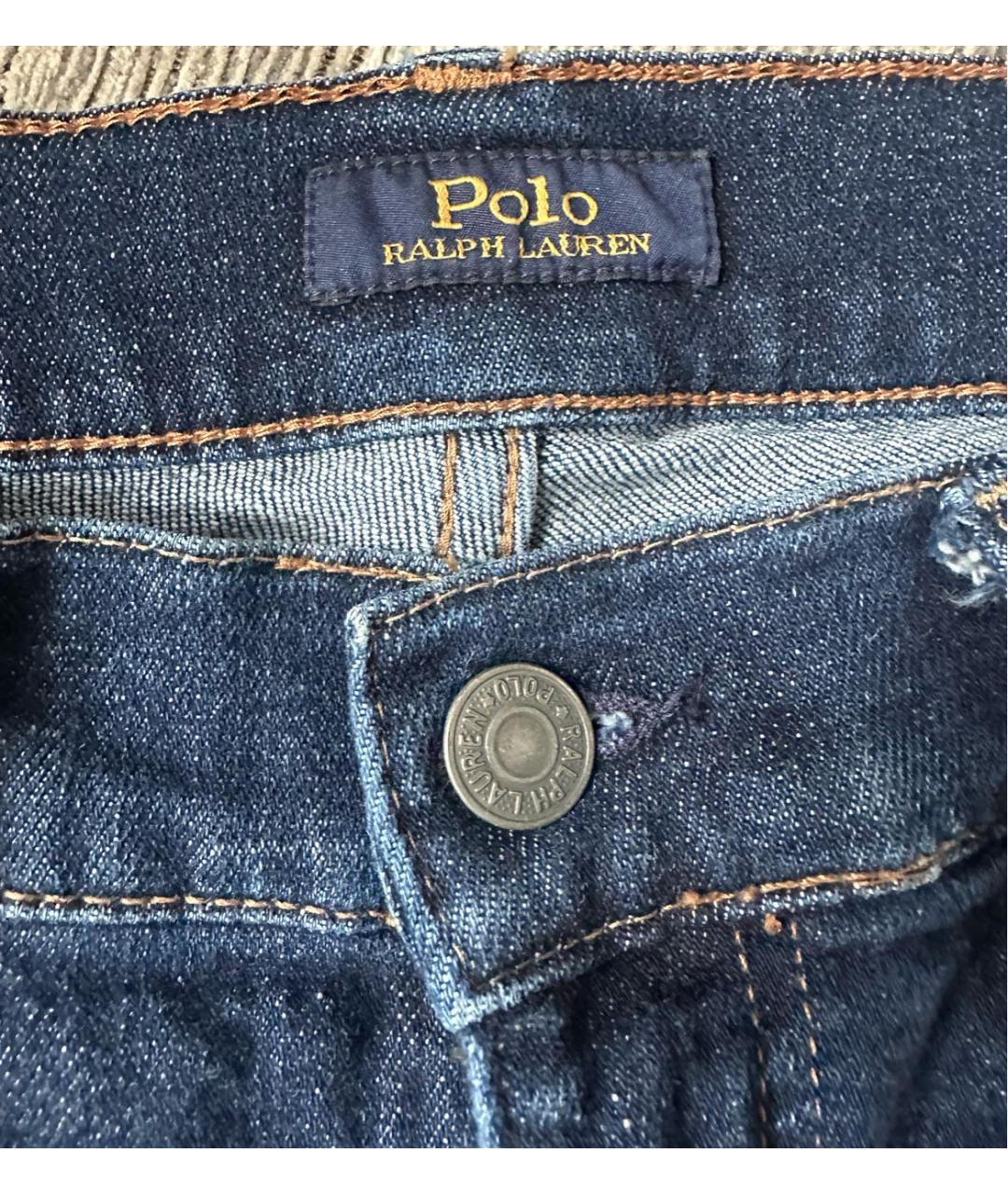 RALPH LAUREN Синие хлопковые джинсы слим, фото 3