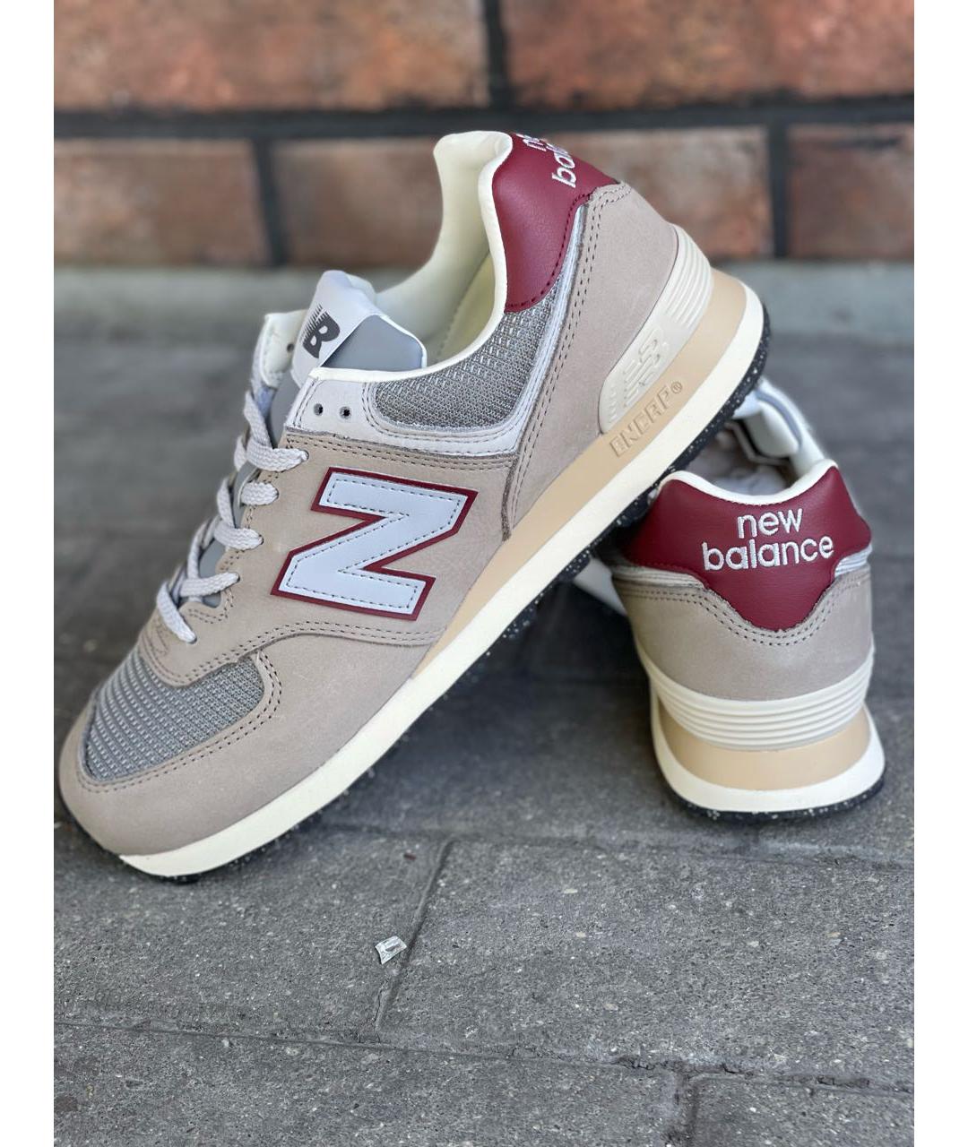 NEW BALANCE Серые кожаные низкие кроссовки / кеды, фото 6
