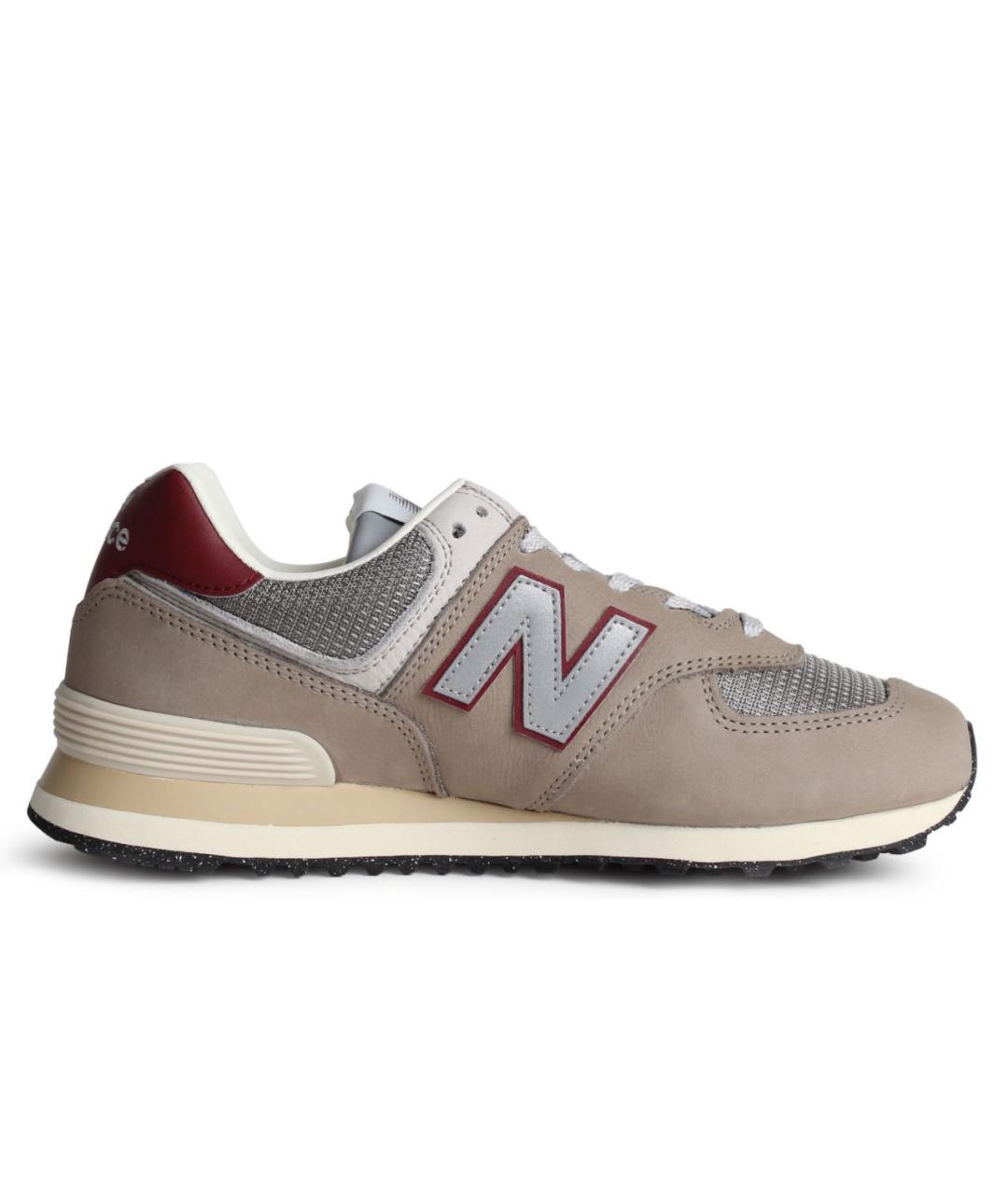 NEW BALANCE Серые кожаные низкие кроссовки / кеды, фото 1