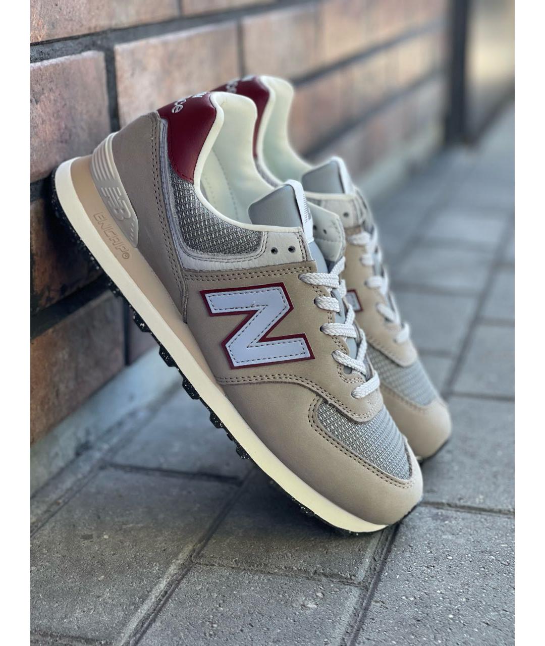 NEW BALANCE Серые кожаные низкие кроссовки / кеды, фото 2