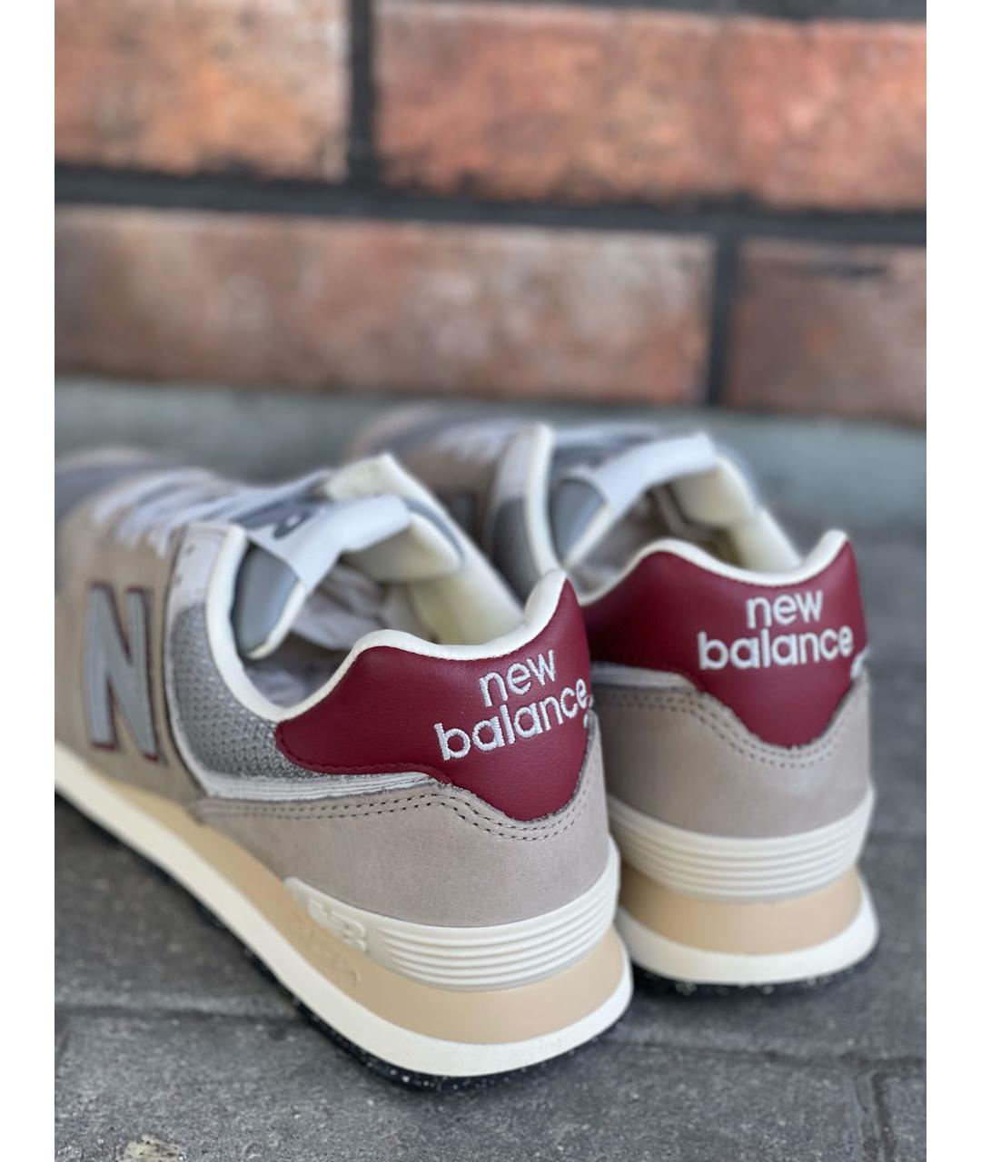 NEW BALANCE Серые кожаные низкие кроссовки / кеды, фото 7