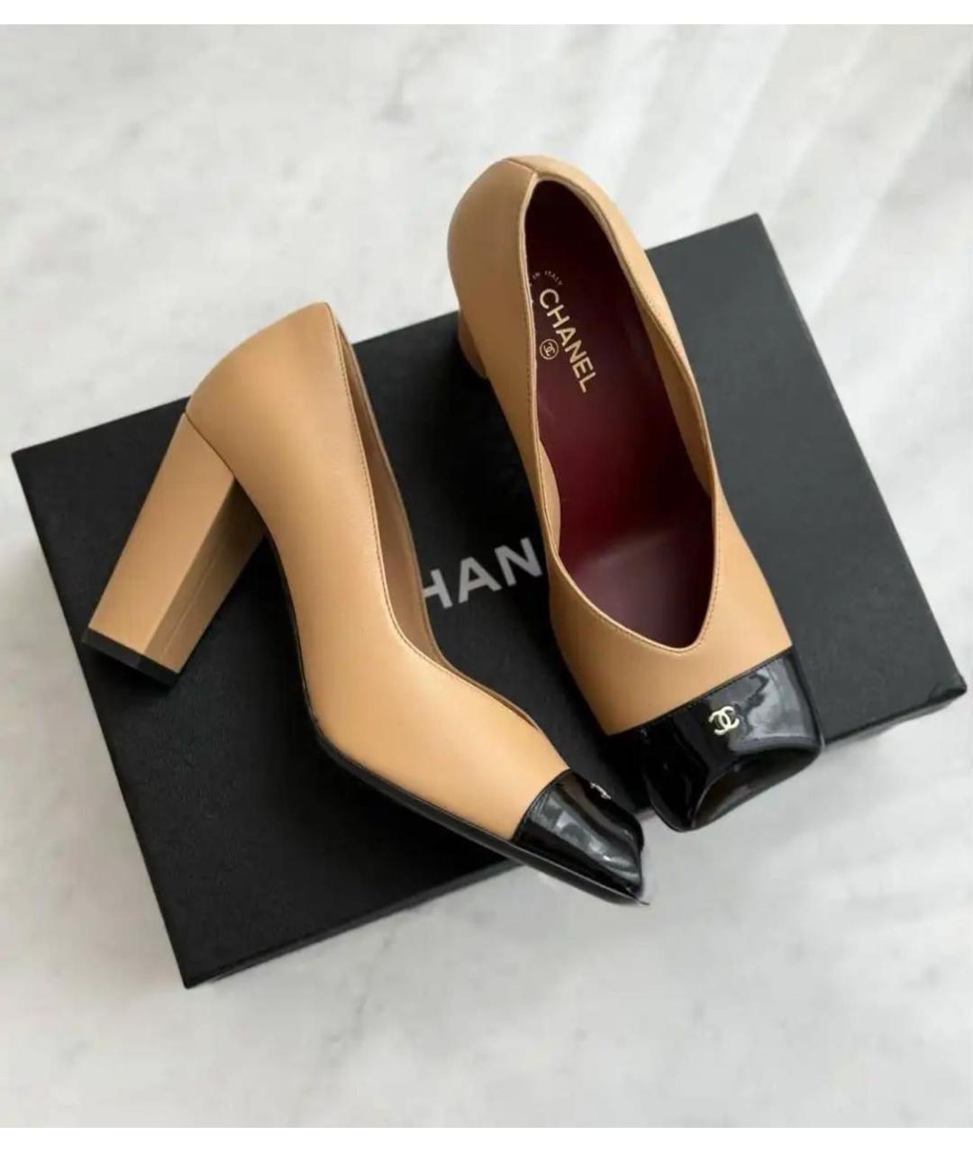 CHANEL Бежевые кожаные туфли, фото 8