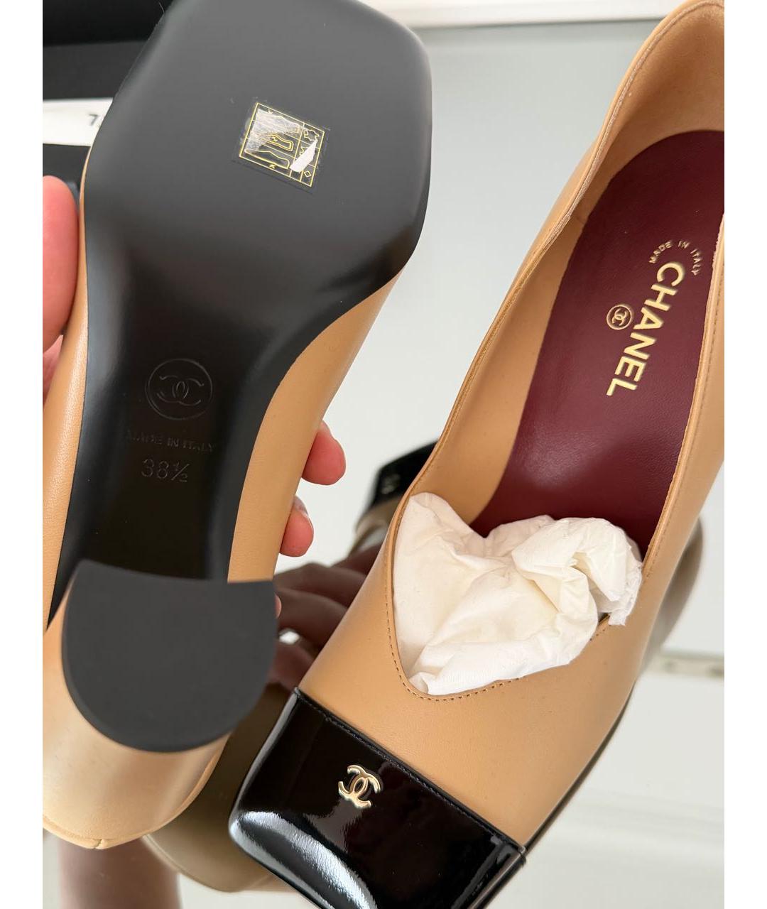 CHANEL Бежевые кожаные туфли, фото 7