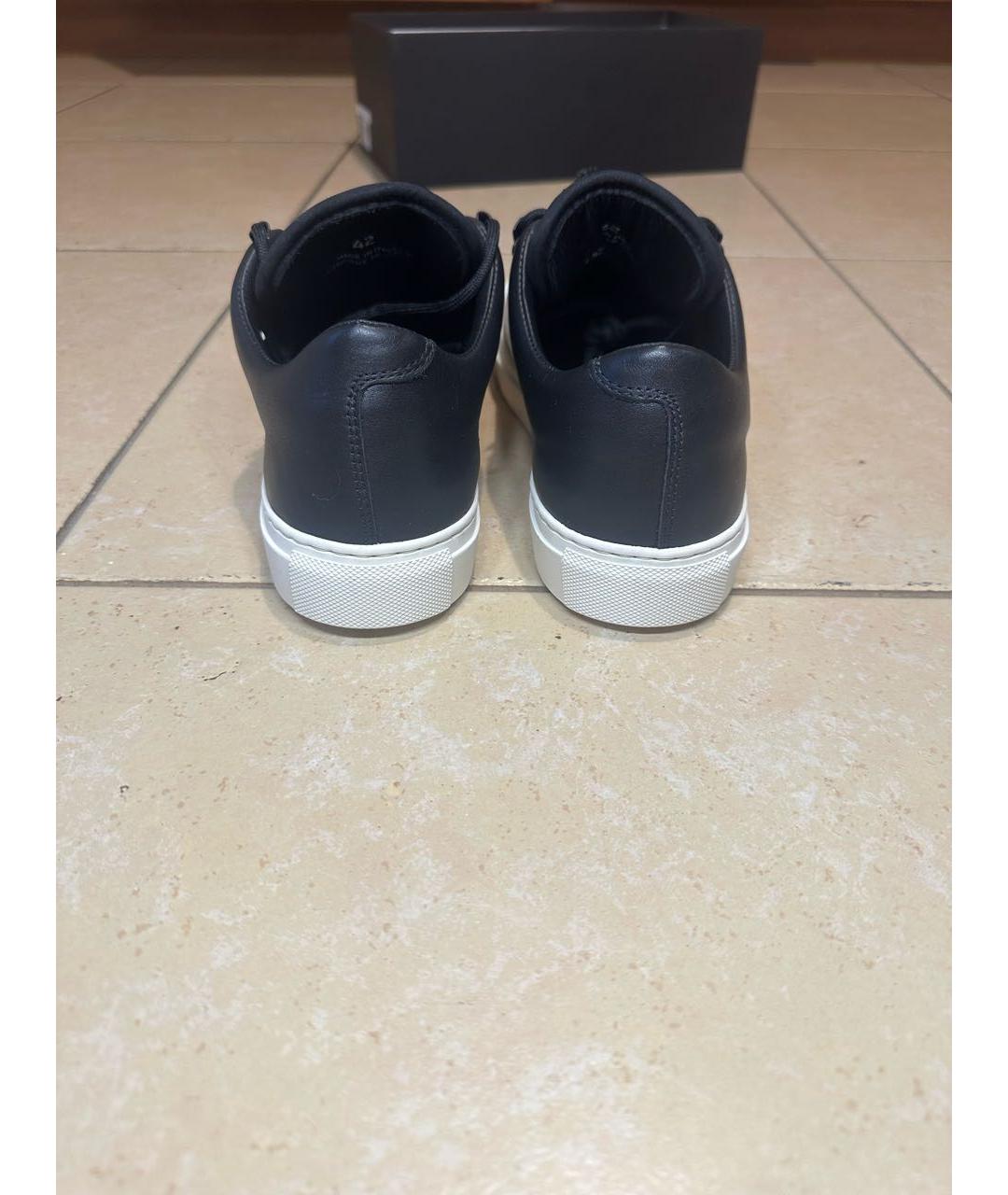 STONE ISLAND Черные кожаные низкие кроссовки / кеды, фото 4