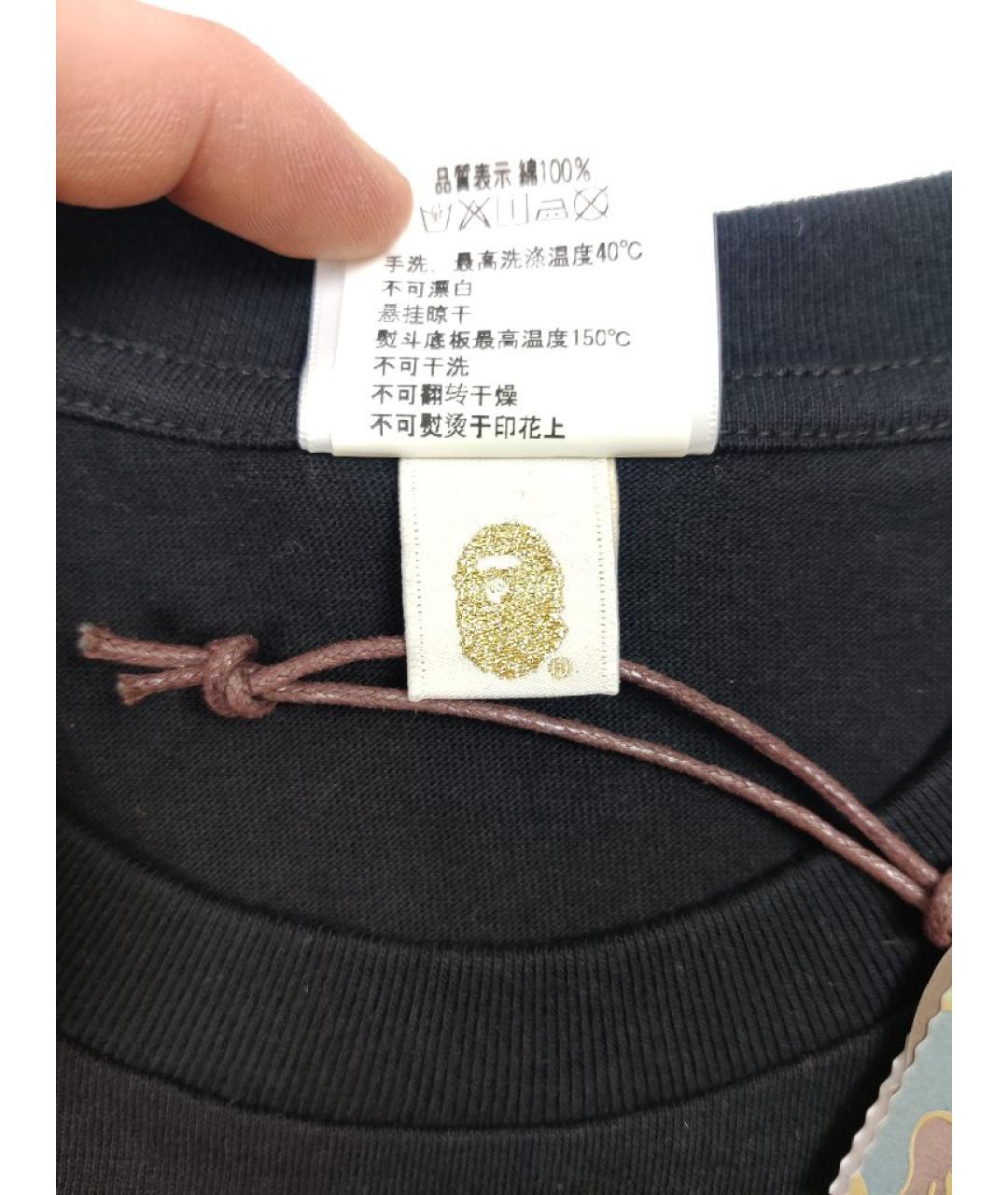 A BATHING APE Черная хлопковая футболка, фото 5