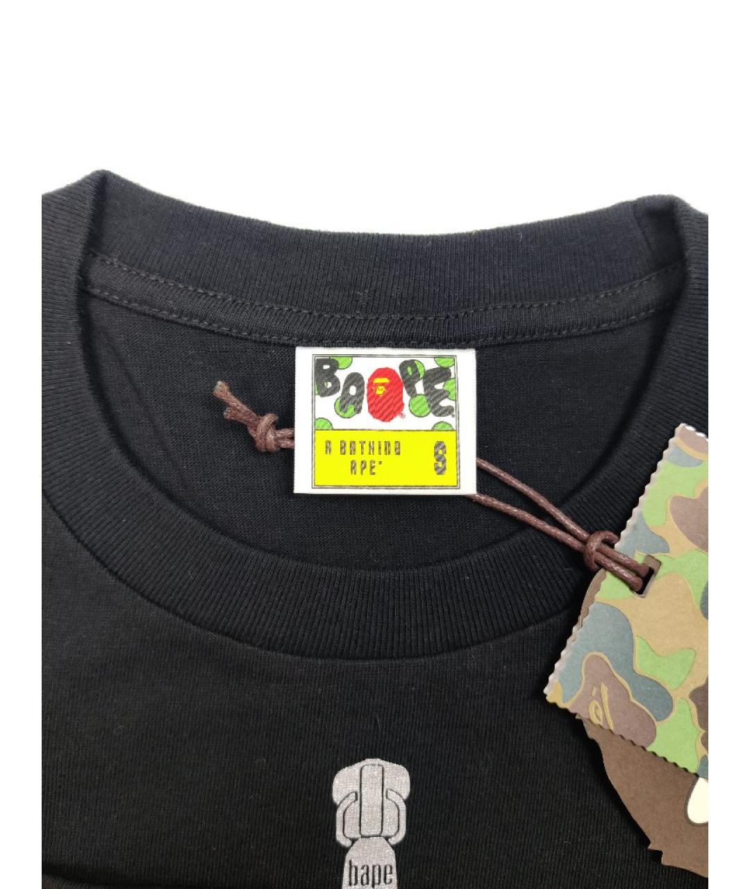 A BATHING APE Черная хлопковая футболка, фото 4