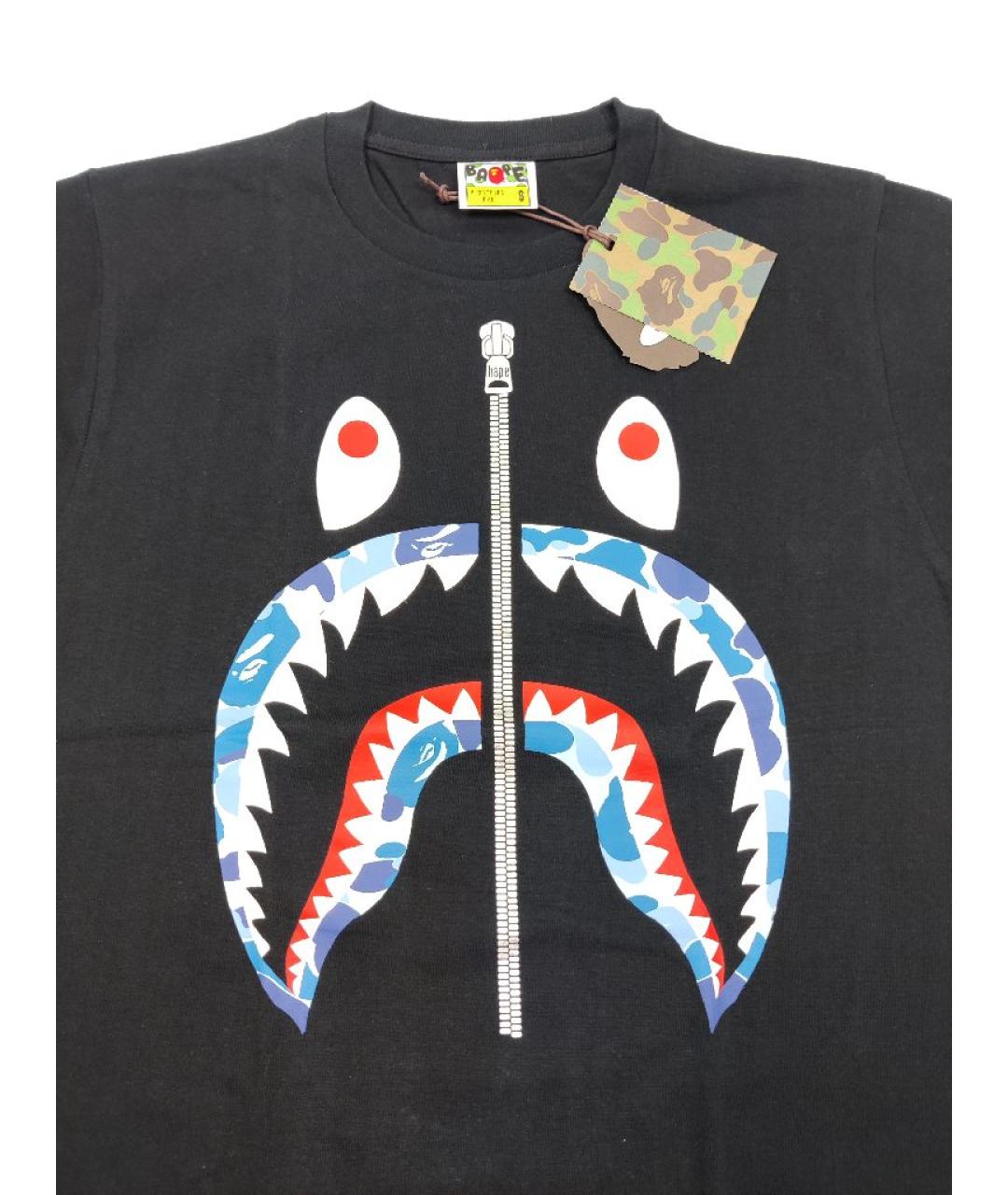 A BATHING APE Черная хлопковая футболка, фото 3