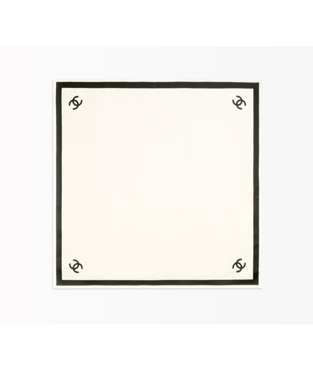 CHANEL Белый шелковый платок, фото 4