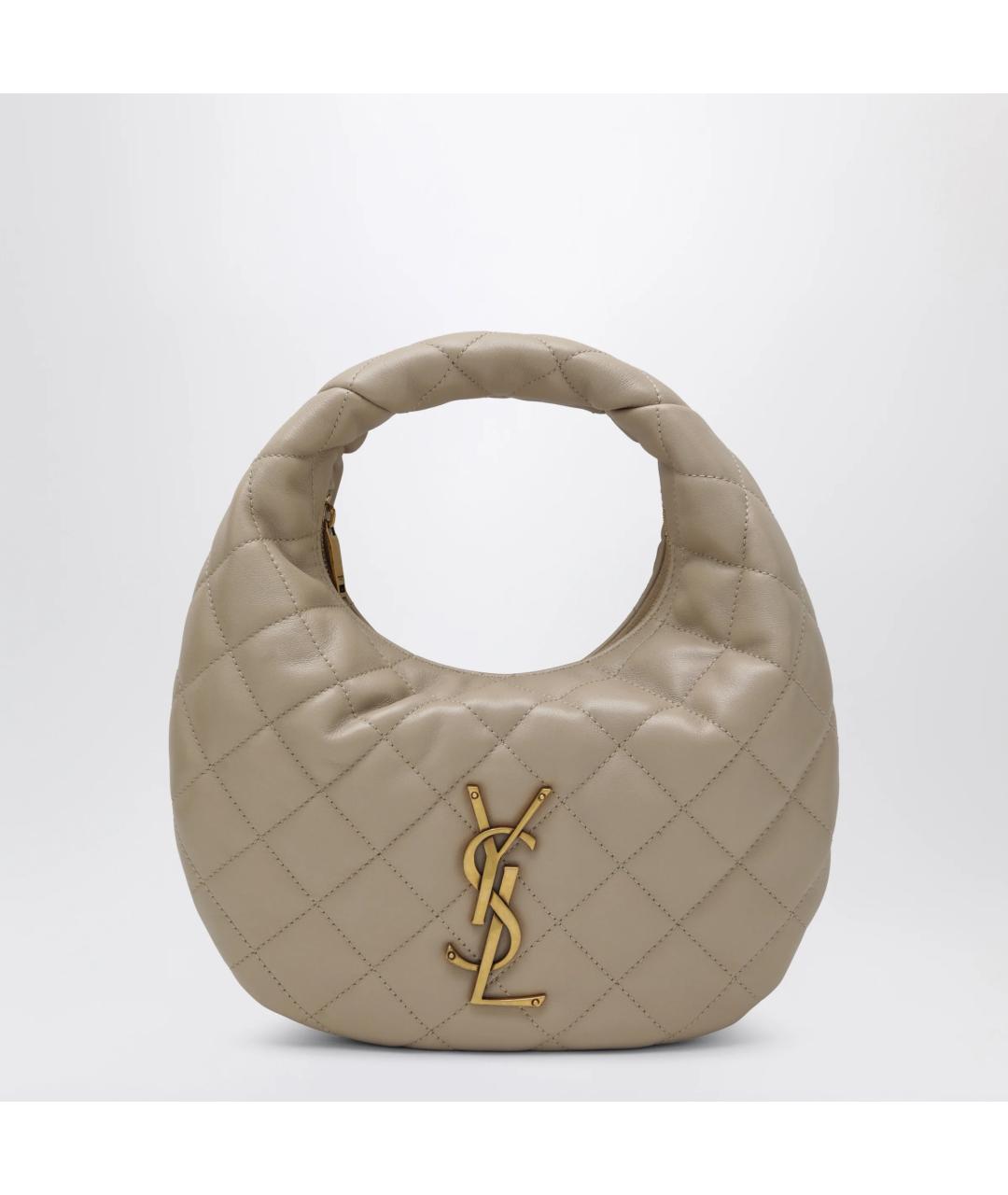 SAINT LAURENT Бежевая кожаная сумка через плечо, фото 3