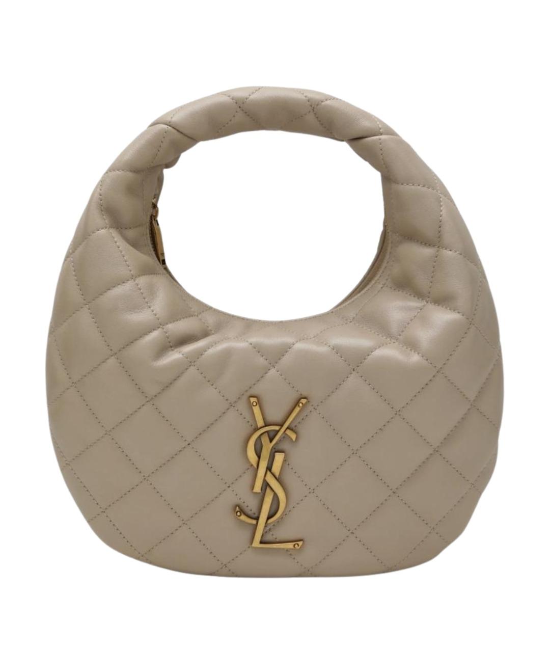 SAINT LAURENT Бежевая кожаная сумка через плечо, фото 1