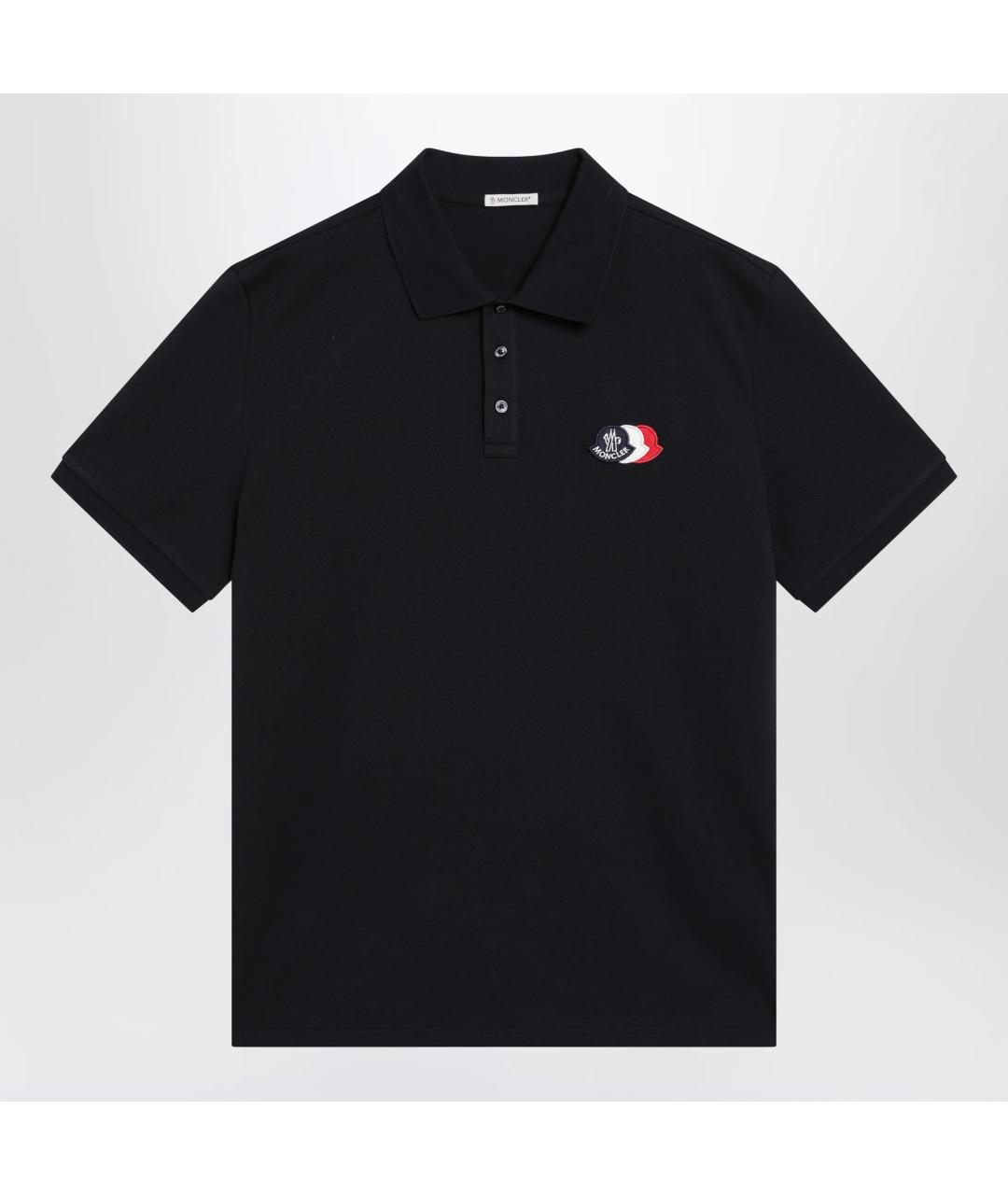 MONCLER Синее хлопковое поло с коротким рукавом, фото 3