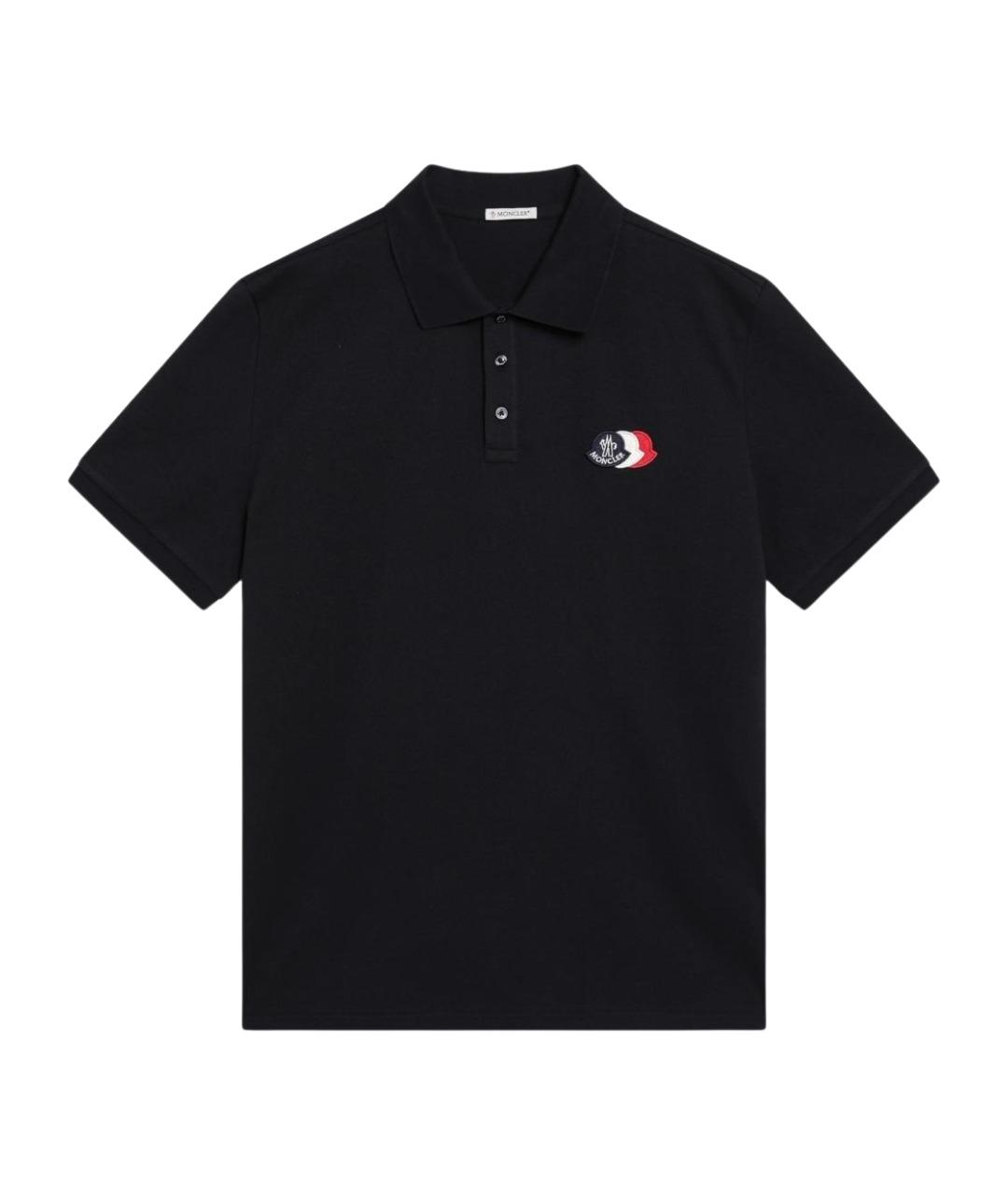 MONCLER Синее хлопковое поло с коротким рукавом, фото 1