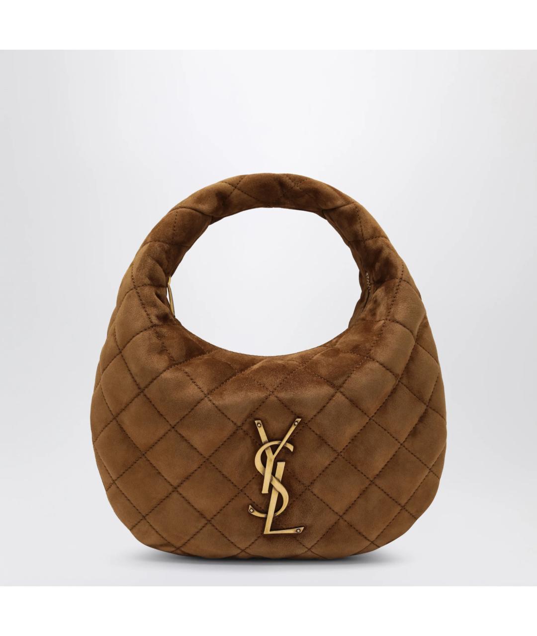 SAINT LAURENT Коричневая замшевая сумка через плечо, фото 3