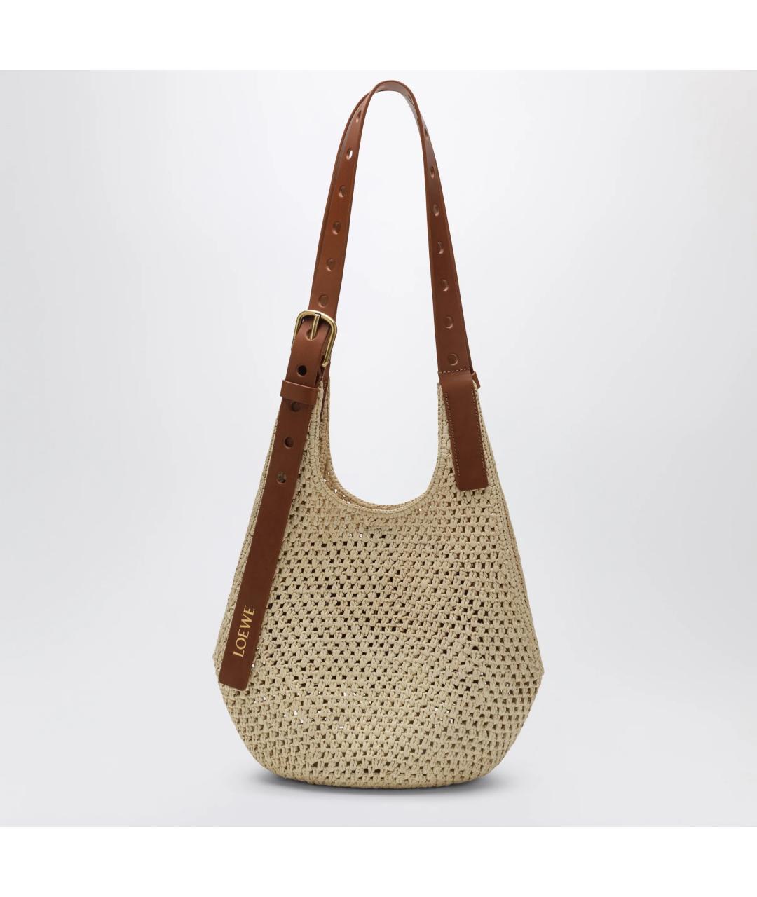 LOEWE Бежевая пелетеная сумка через плечо, фото 3