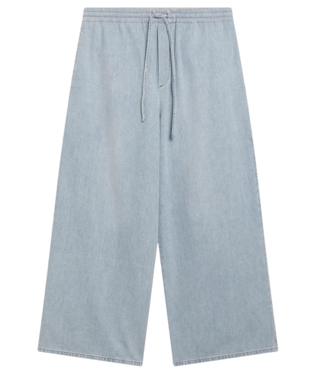LOEWE Голубые хлопковые повседневные брюки, фото 1