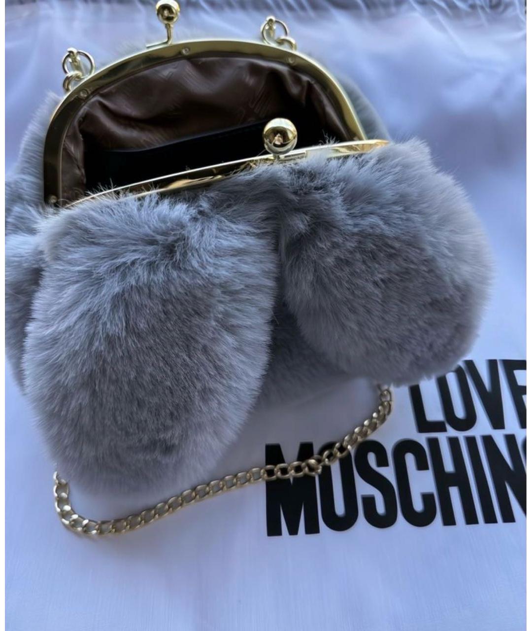 MOSCHINO Серая меховая сумка с короткими ручками, фото 2