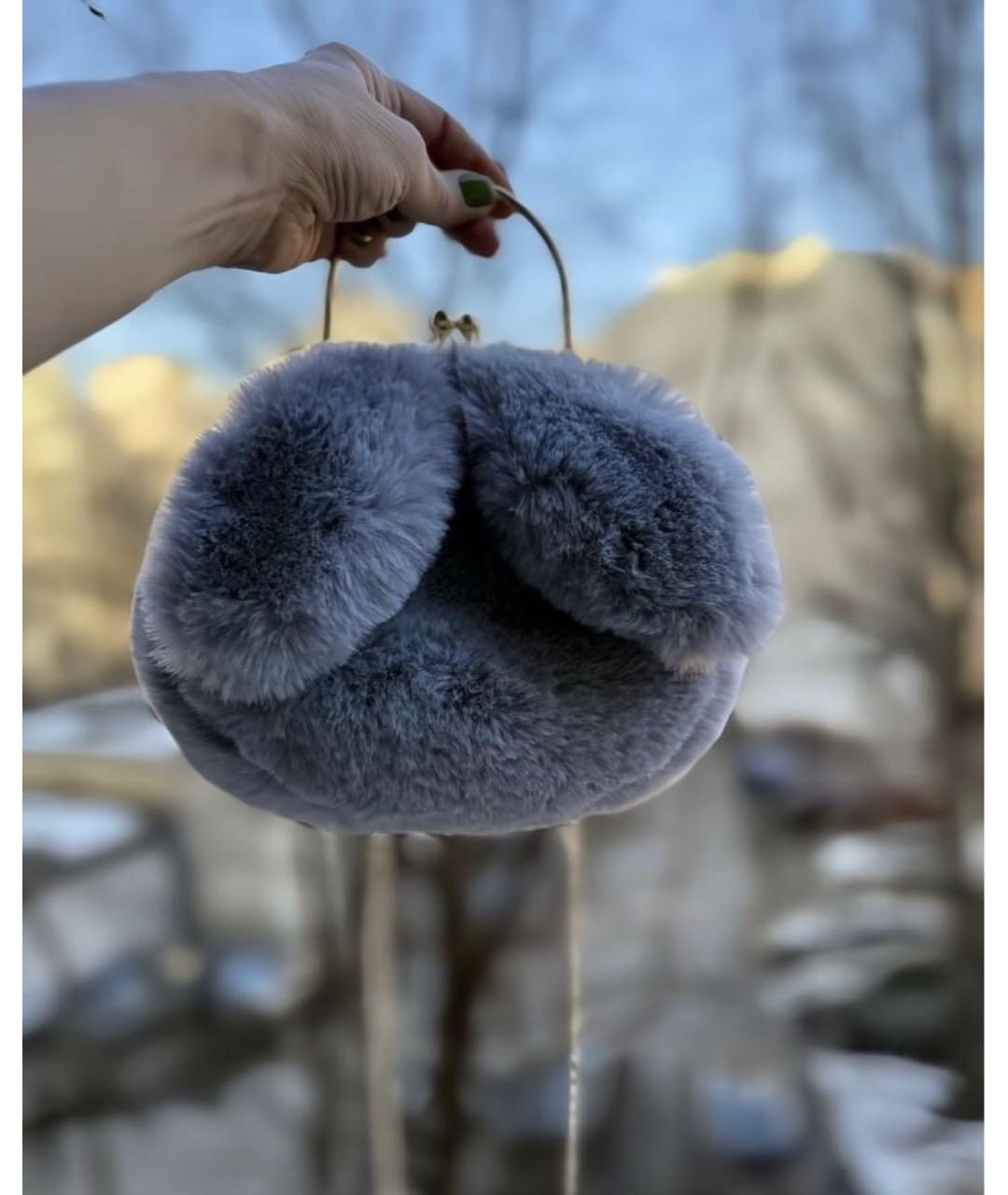 MOSCHINO Серая меховая сумка с короткими ручками, фото 9