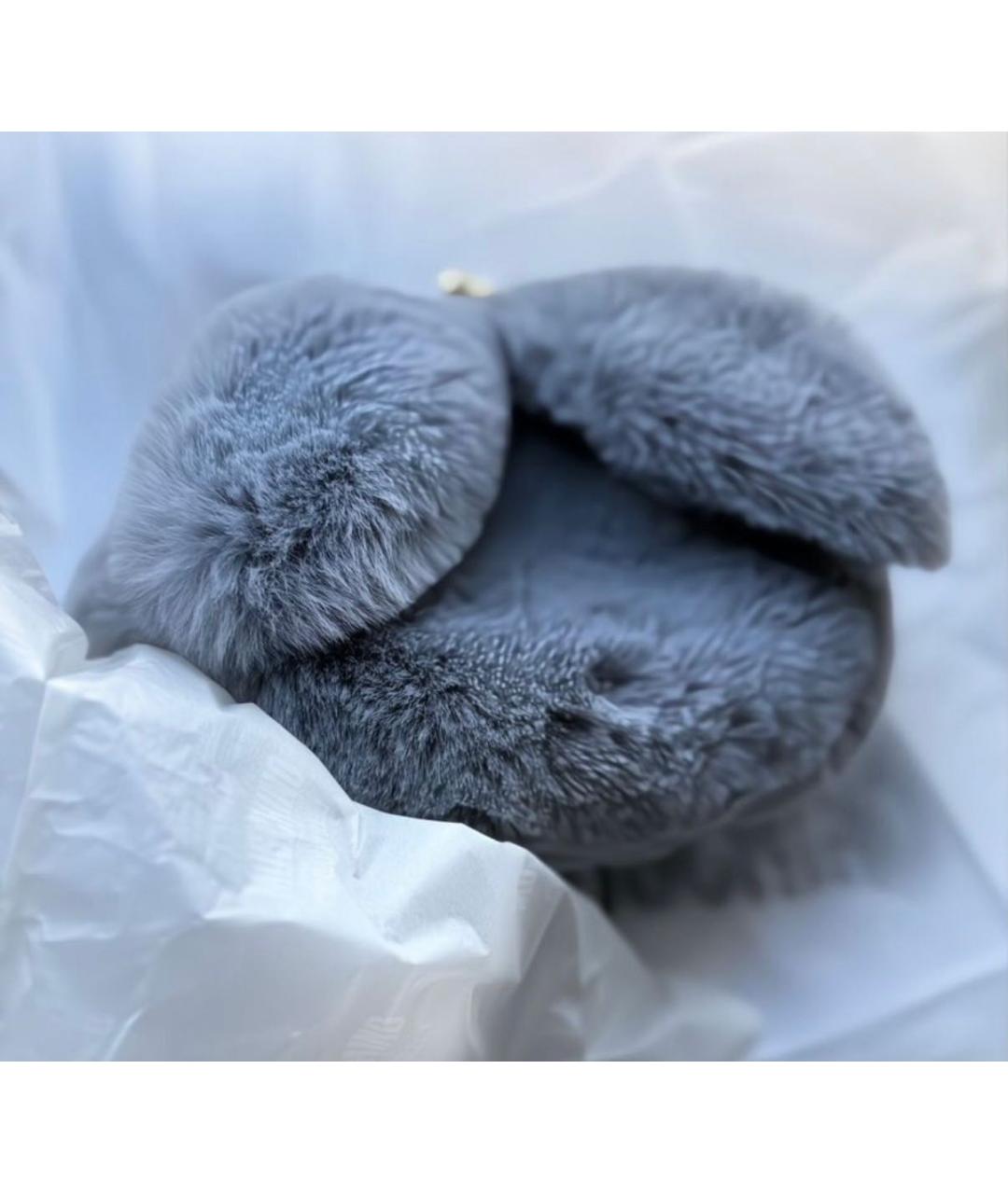 MOSCHINO Серая меховая сумка с короткими ручками, фото 5