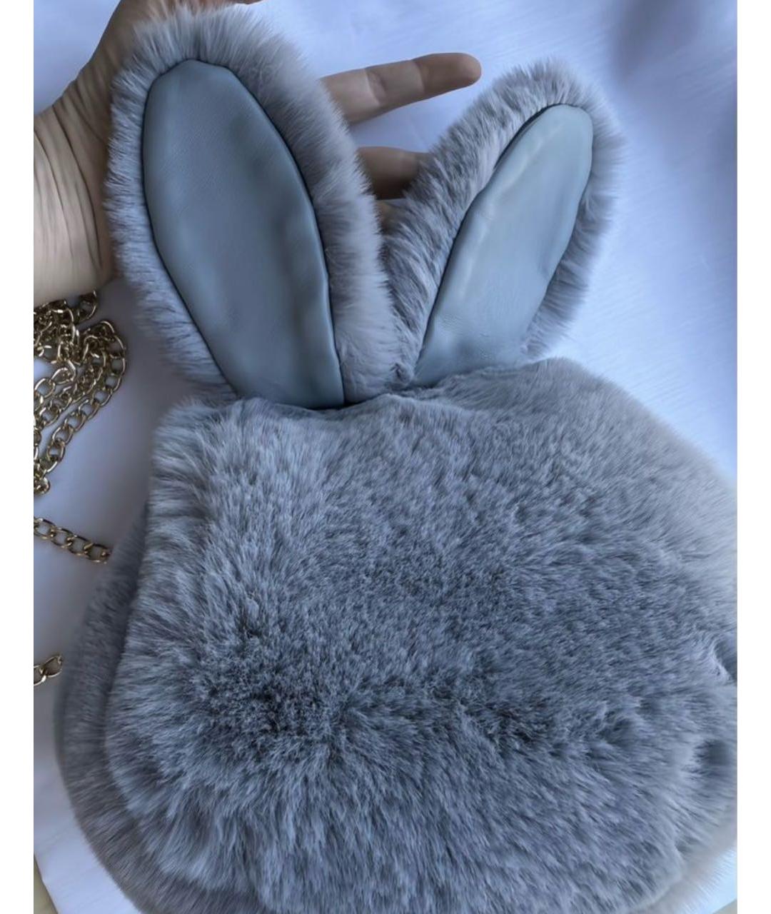 MOSCHINO Серая меховая сумка с короткими ручками, фото 6