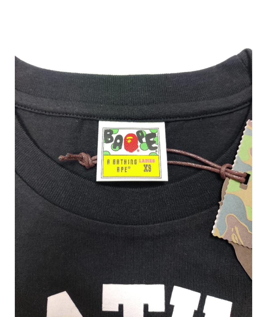 A BATHING APE Черная хлопковая футболка, фото 4