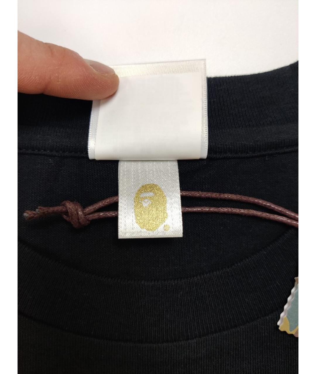 A BATHING APE Черная хлопковая футболка, фото 5