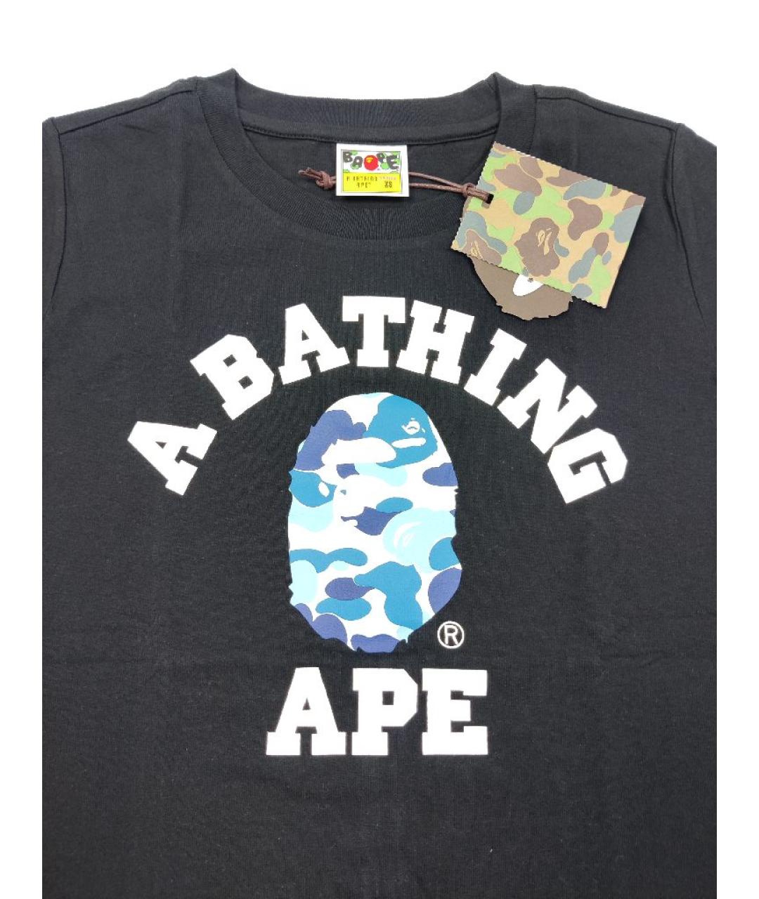 A BATHING APE Черная хлопковая футболка, фото 3