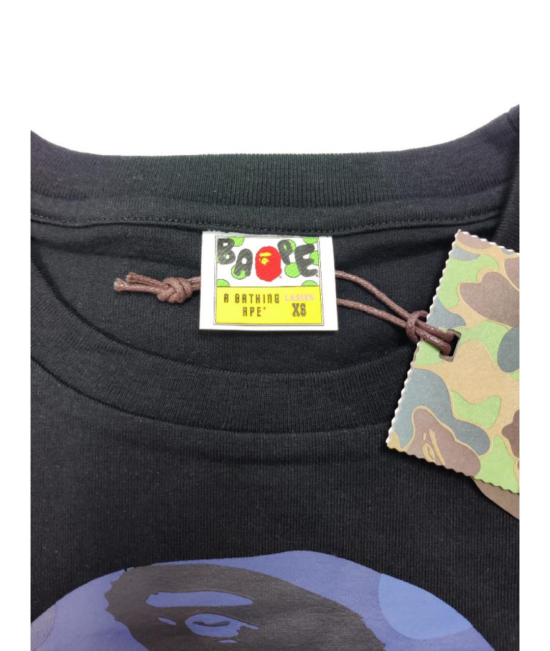 A BATHING APE Черная хлопковая футболка, фото 4