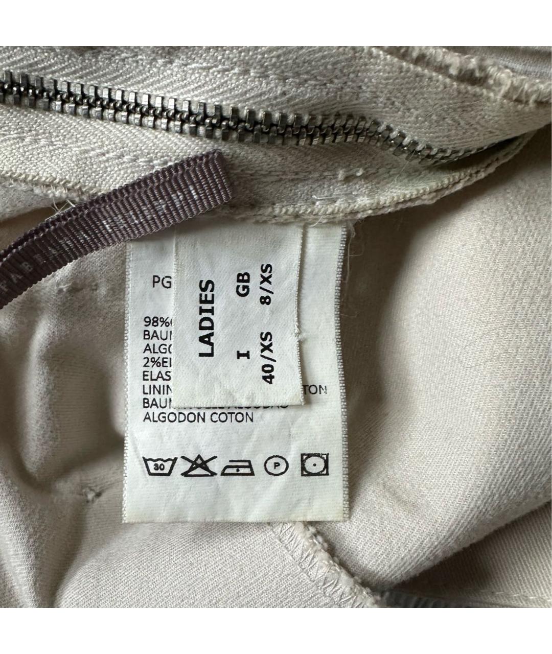 FABIANA FILIPPI Бежевые хлопко-эластановые брюки узкие, фото 4