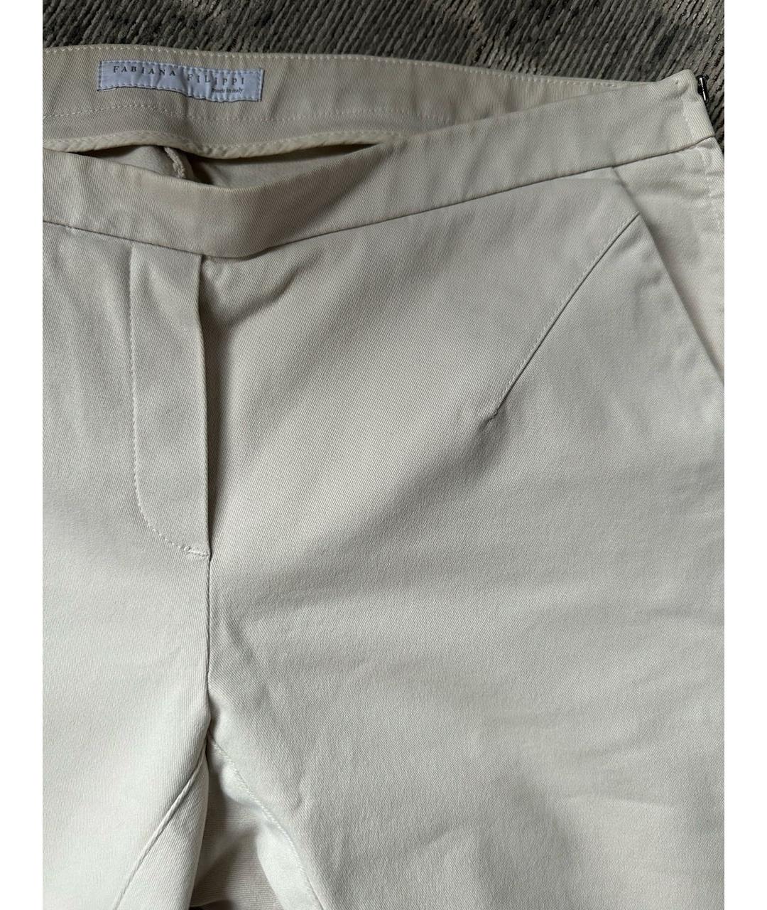 FABIANA FILIPPI Бежевые хлопко-эластановые брюки узкие, фото 8