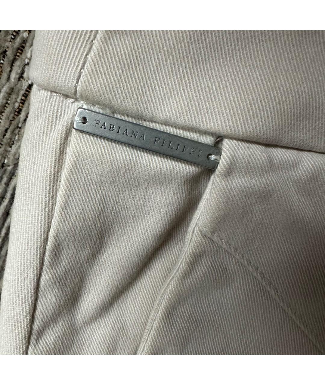 FABIANA FILIPPI Бежевые хлопко-эластановые брюки узкие, фото 7