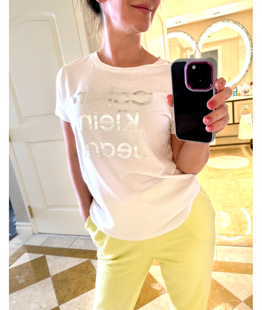 CALVIN KLEIN Белая хлопковая футболка, фото 2