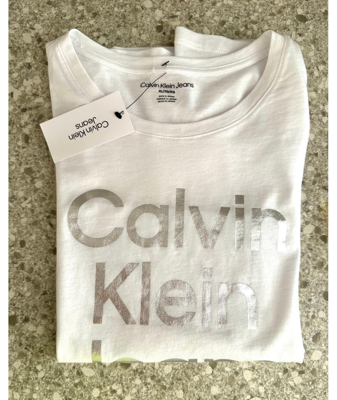 CALVIN KLEIN Белая хлопковая футболка, фото 4
